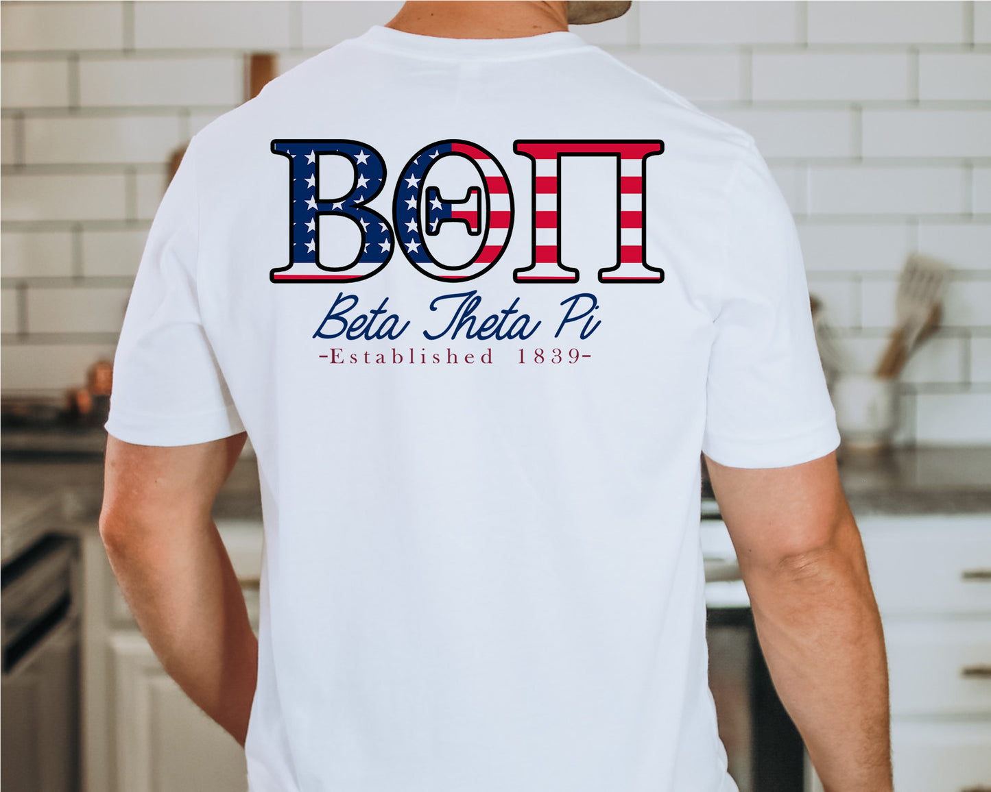 Beta Theta Pi USA Flag Letters Fraternity T-shirt _ 33428g