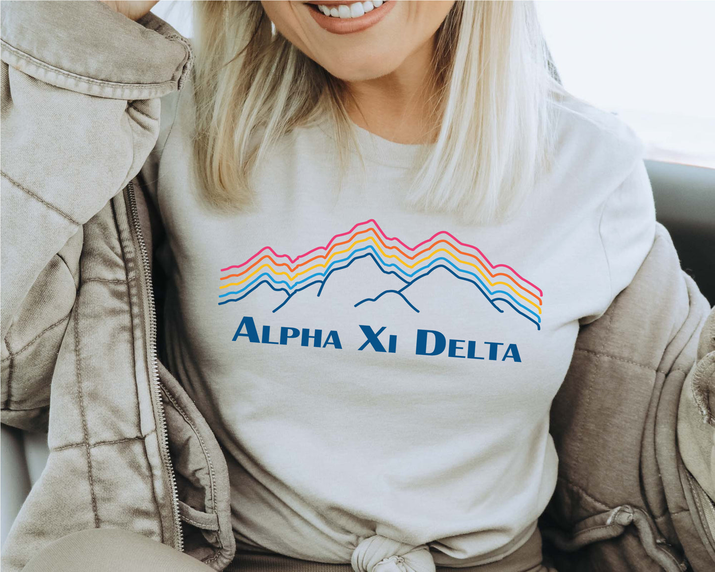 Alpha Xi Delta Rainbow Mountains Sorority T-shirt _ 2637g