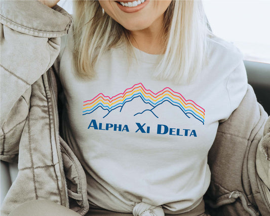 Alpha Xi Delta Rainbow Mountains Sorority T-shirt _ 2637g