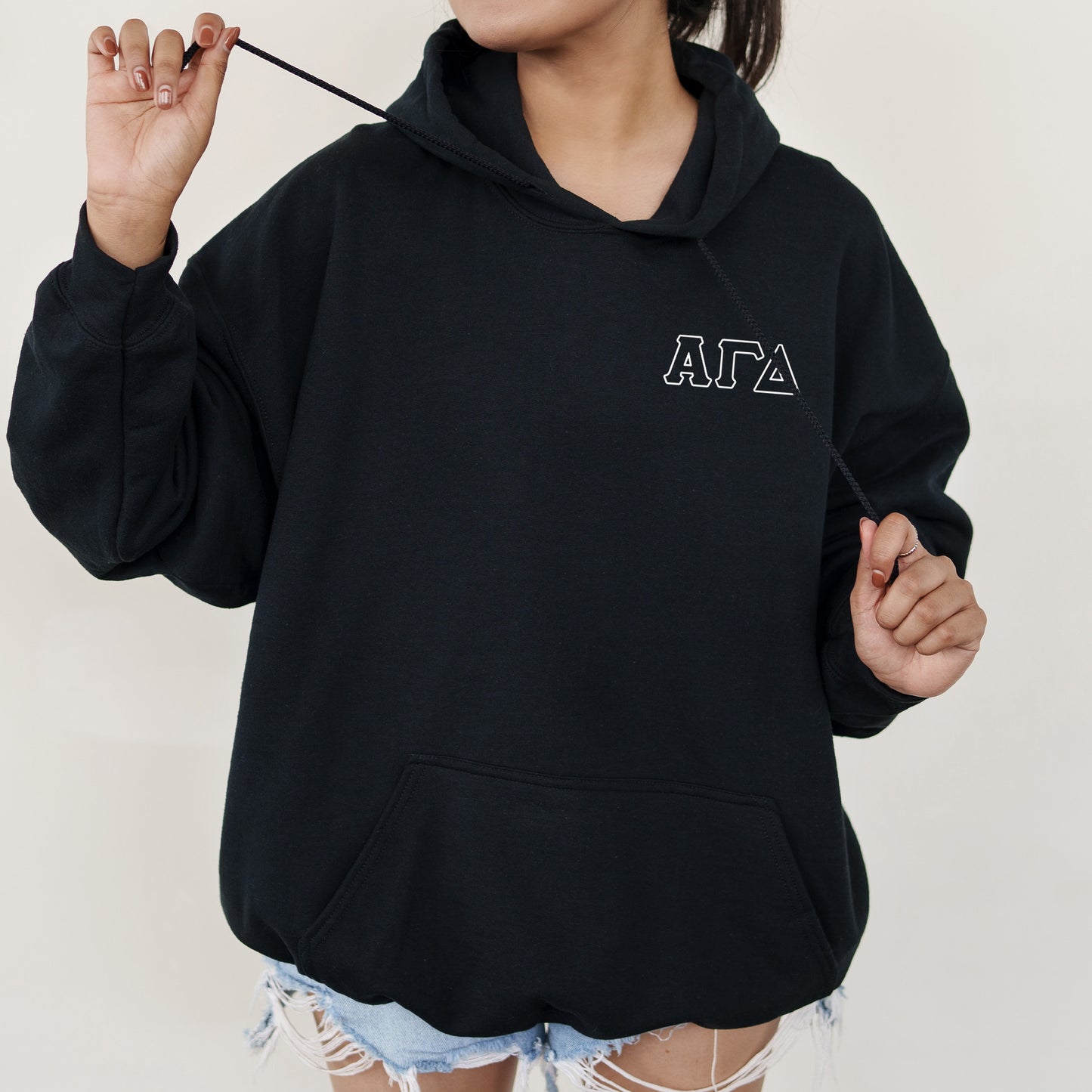 Alpha Gamma Delta Outlined Letters Sorority Hoodie _ 39037g