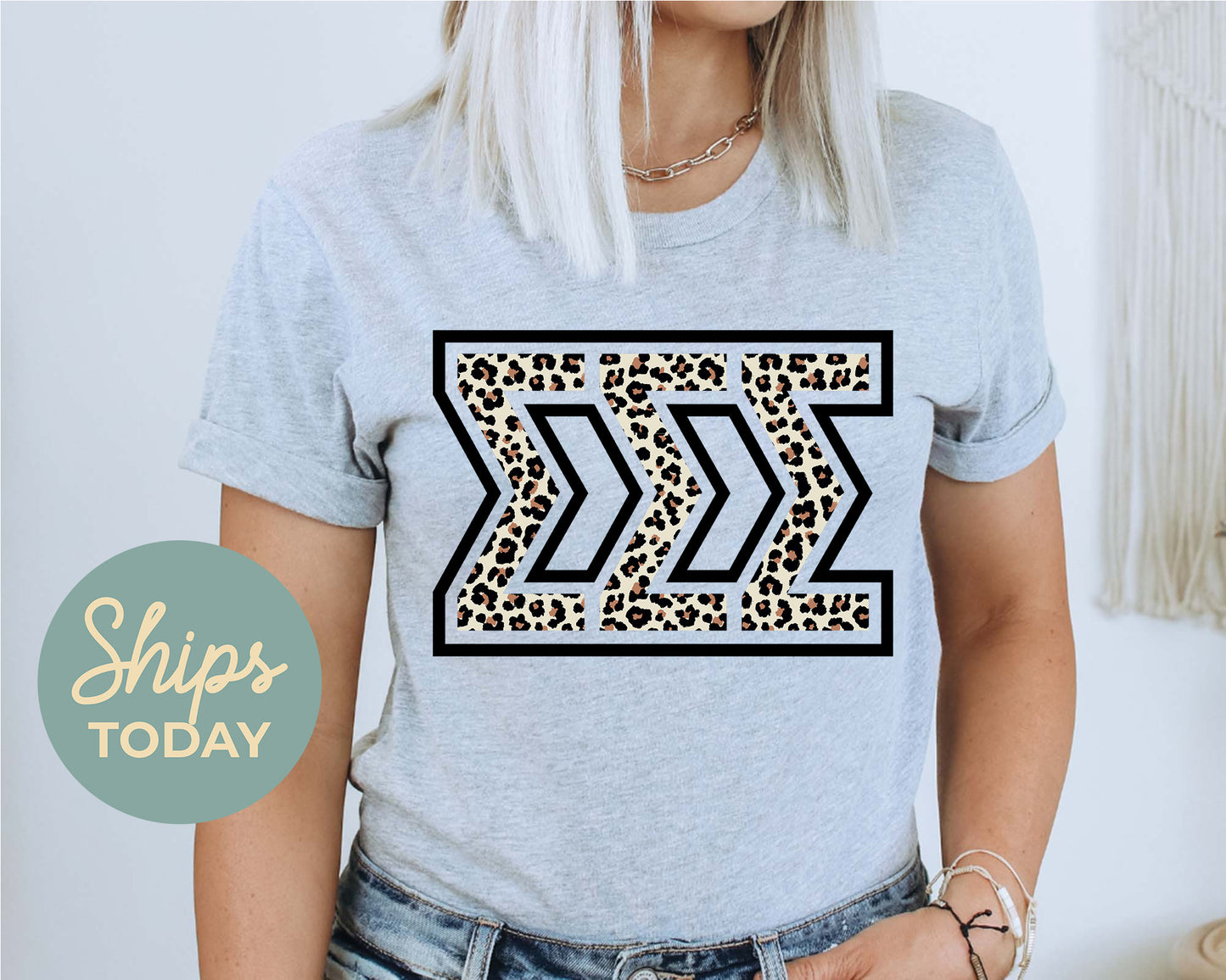 Sigma Sigma Sigma Leopard Greek Letters Sorority T-shirt _ 30458g