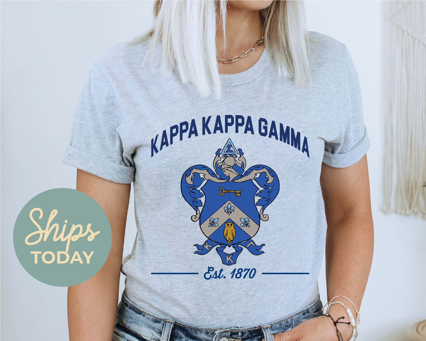 Kappa Kappa Gamma Loyalty Crest Sorority T-shirt _ 4437g
