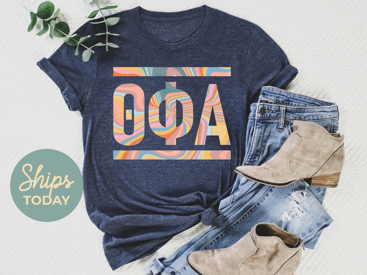 Theta Phi Alpha Multicolor Letters Sorority T-shirt _ 30485g