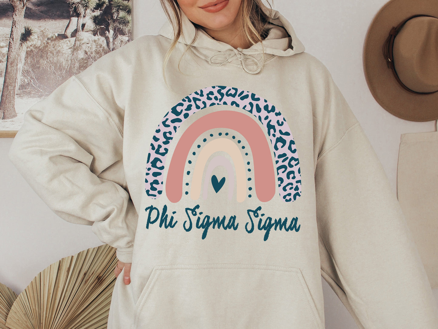 Phi Sigma Sigma Greek Rainbow Sorority Hoodie _ 2752g