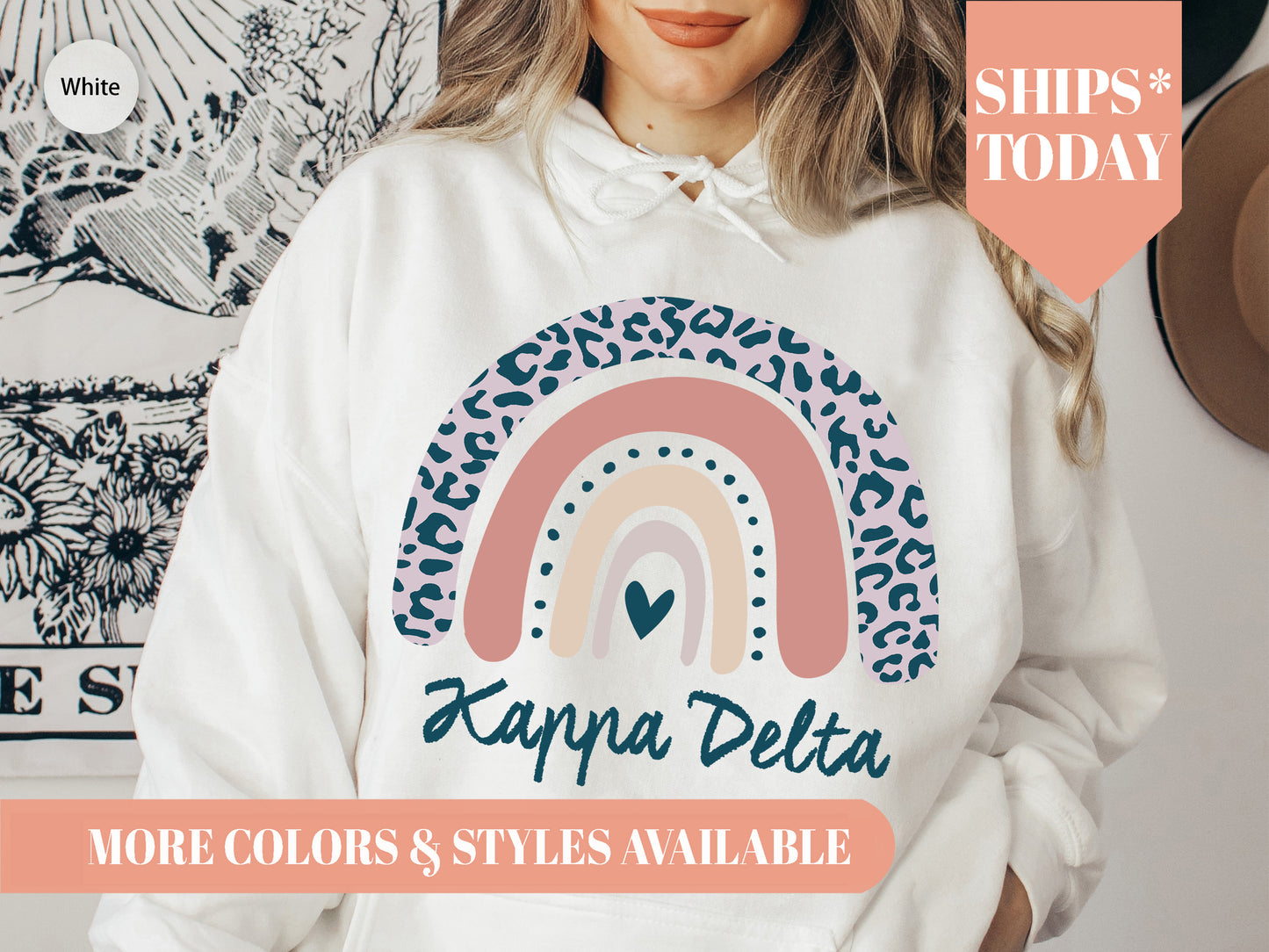 Kappa Delta Greek Rainbow Sorority Hoodie _ 2749g