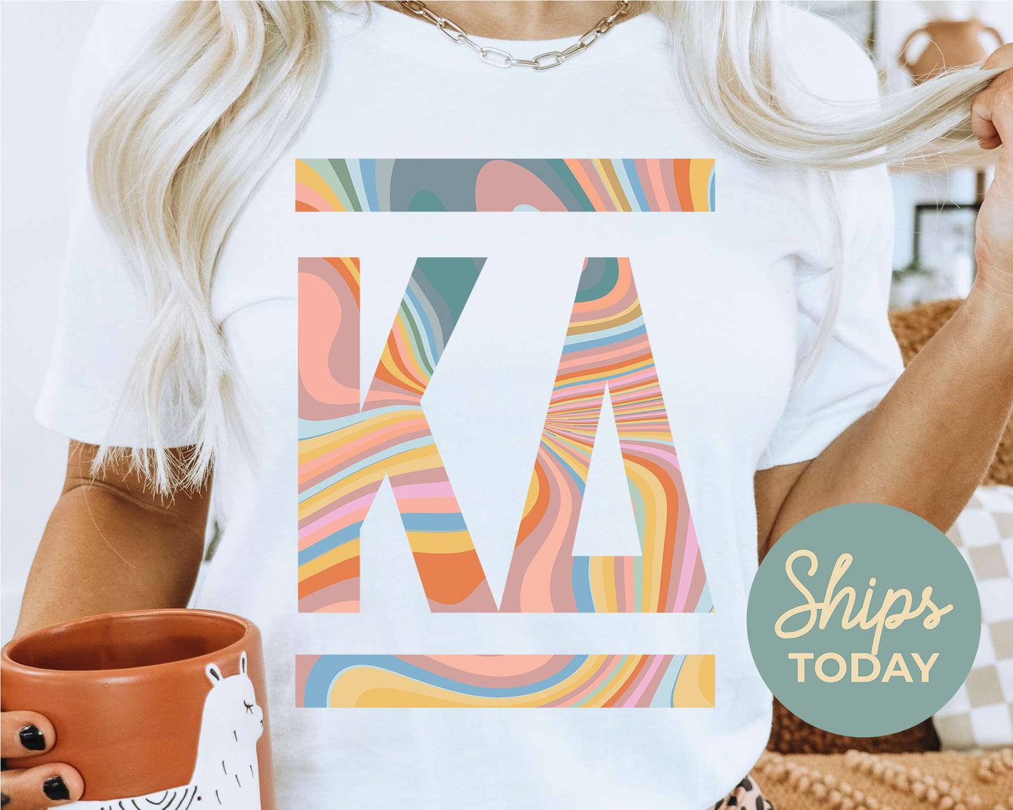 Kappa Delta Multicolor Letters Sorority T-shirt _ 30477g