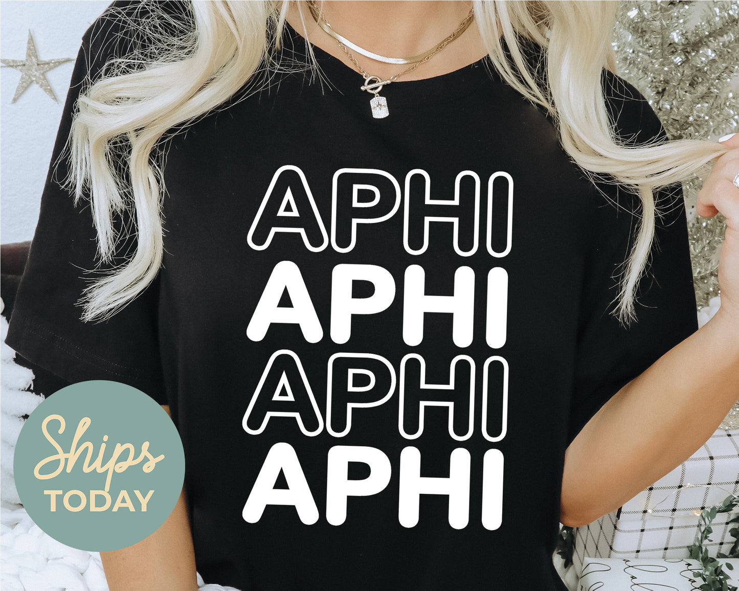 Alpha Phi Bold Bubble Letter Sorority T-shirt _ 2217g