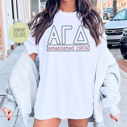 Alpha Gamma Delta Simply Greek Comfort Colors Sorority T-shirt _ 39339g