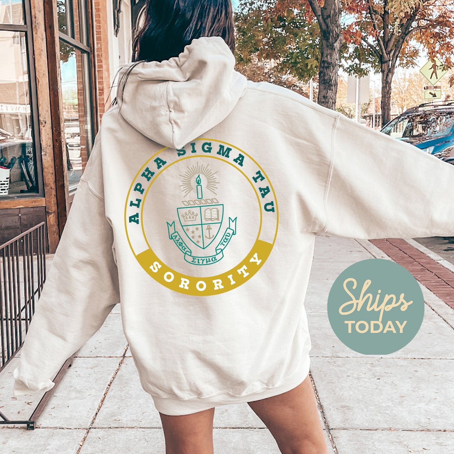 Alpha Sigma Tau Crested Tradition Sorority Hoodie _32823g