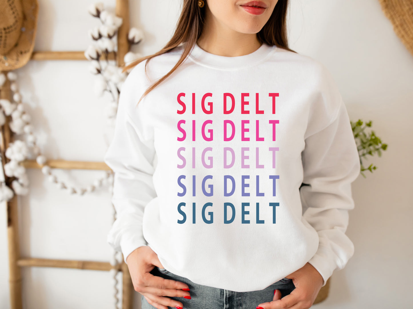 Sigma Delta Tau Bright and Stacked Sorority Sweatshirt _ 22g