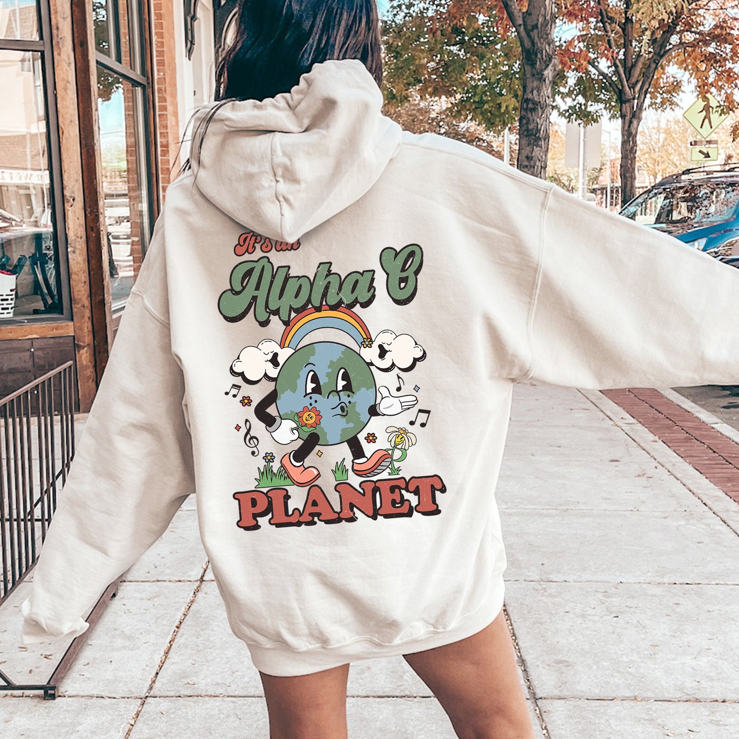 Alpha Omicron Pi Kinder Planet Sorority Hoodie _ 35415g