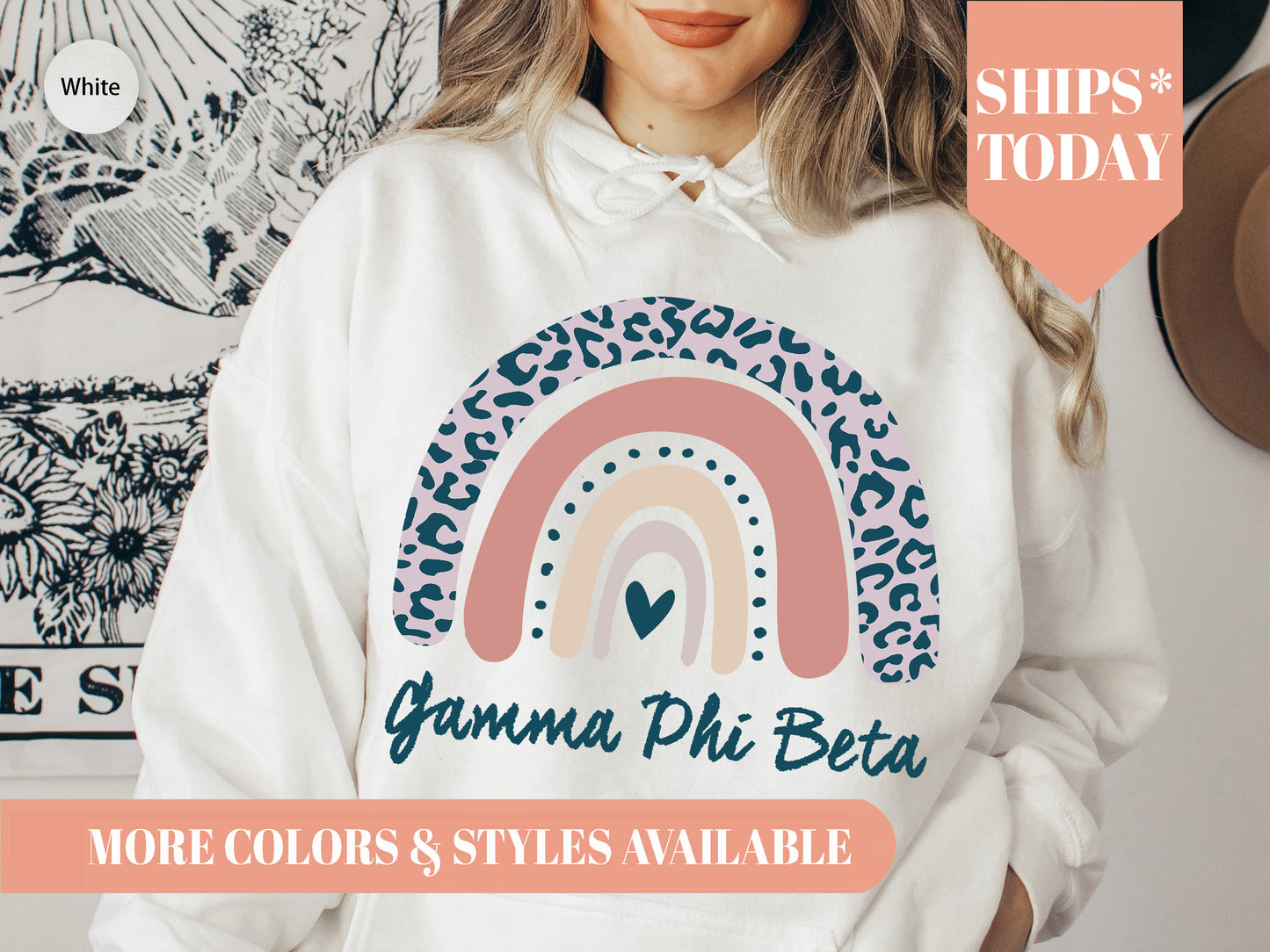 Gamma Phi Beta Greek Rainbow Sorority Hoodie _ 2747g