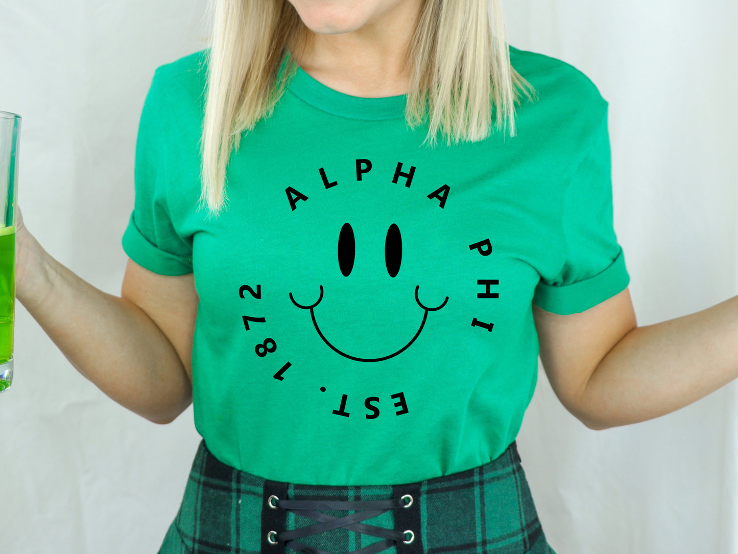 Alpha Phi Smiley Face Halo Sorority T-shirt _ 2504g