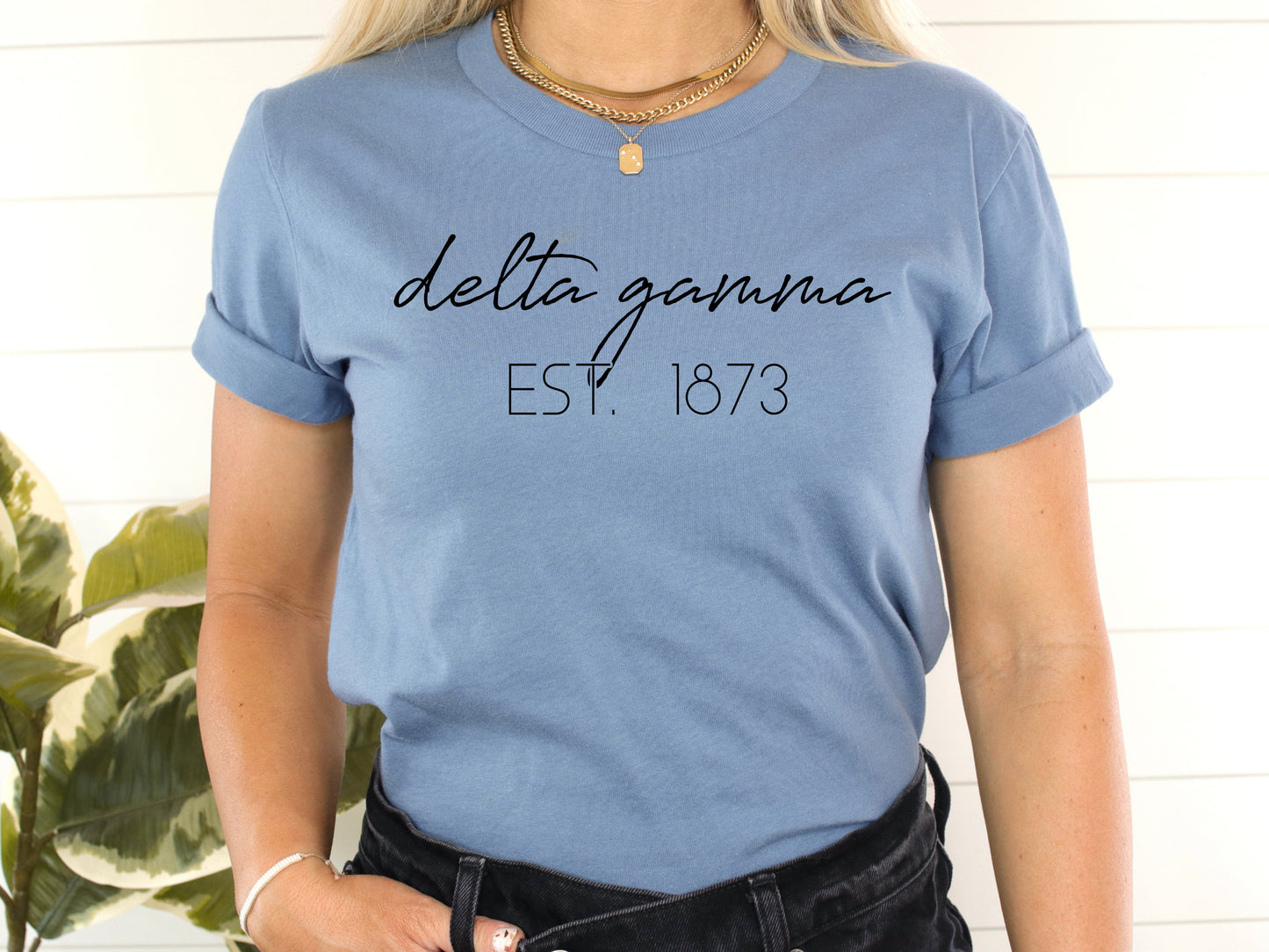 Delta Gamma Black Calligraphy Sorority T-shirt _ 2328g