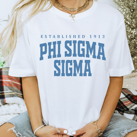 Phi Sigma Sigma Bold Letters Sorority T-shirt _ 35139g