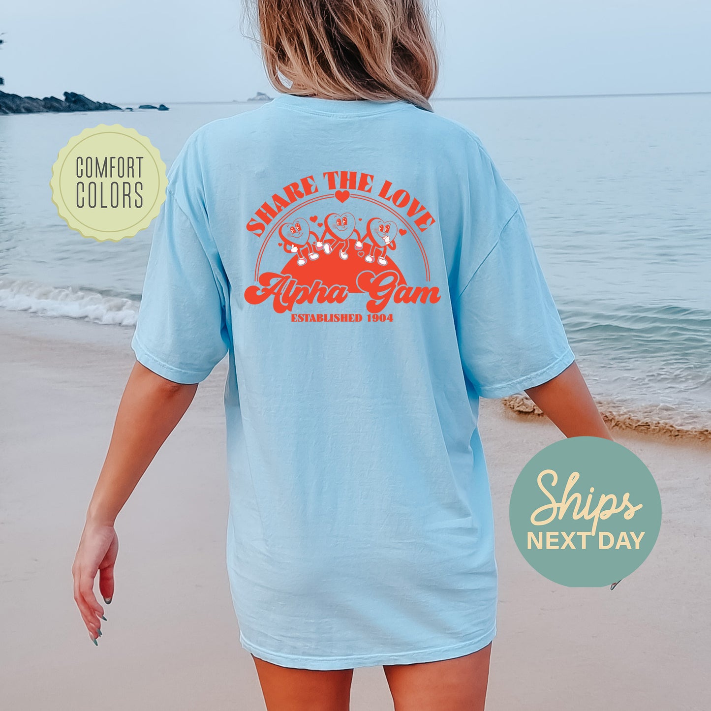Alpha Gamma Delta Share the Love Comfort Colors Sorority T-shirt _ 33235g