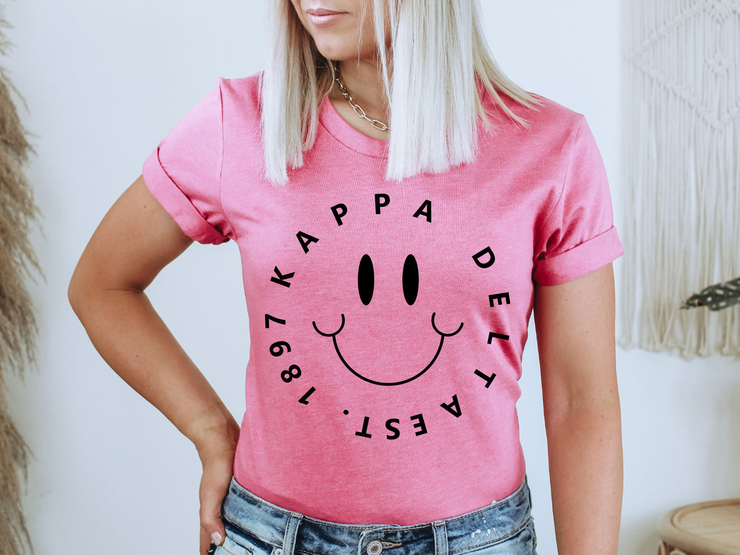 Kappa Delta Smiley Face Halo Sorority T-shirt _ 2515g