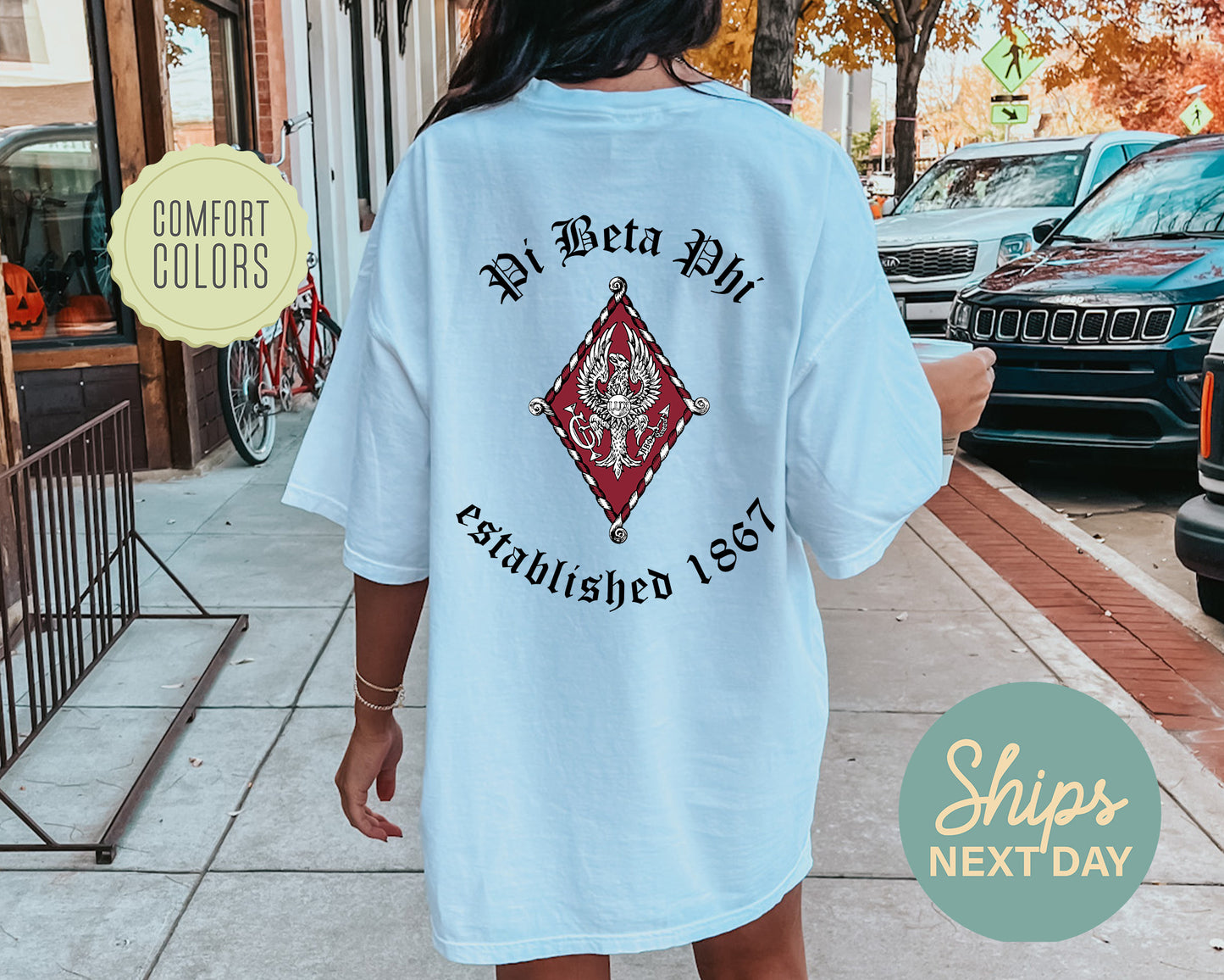 Pi Beta Phi Old English Crest Comfort Colors Sorority T-shirt _ 32940g