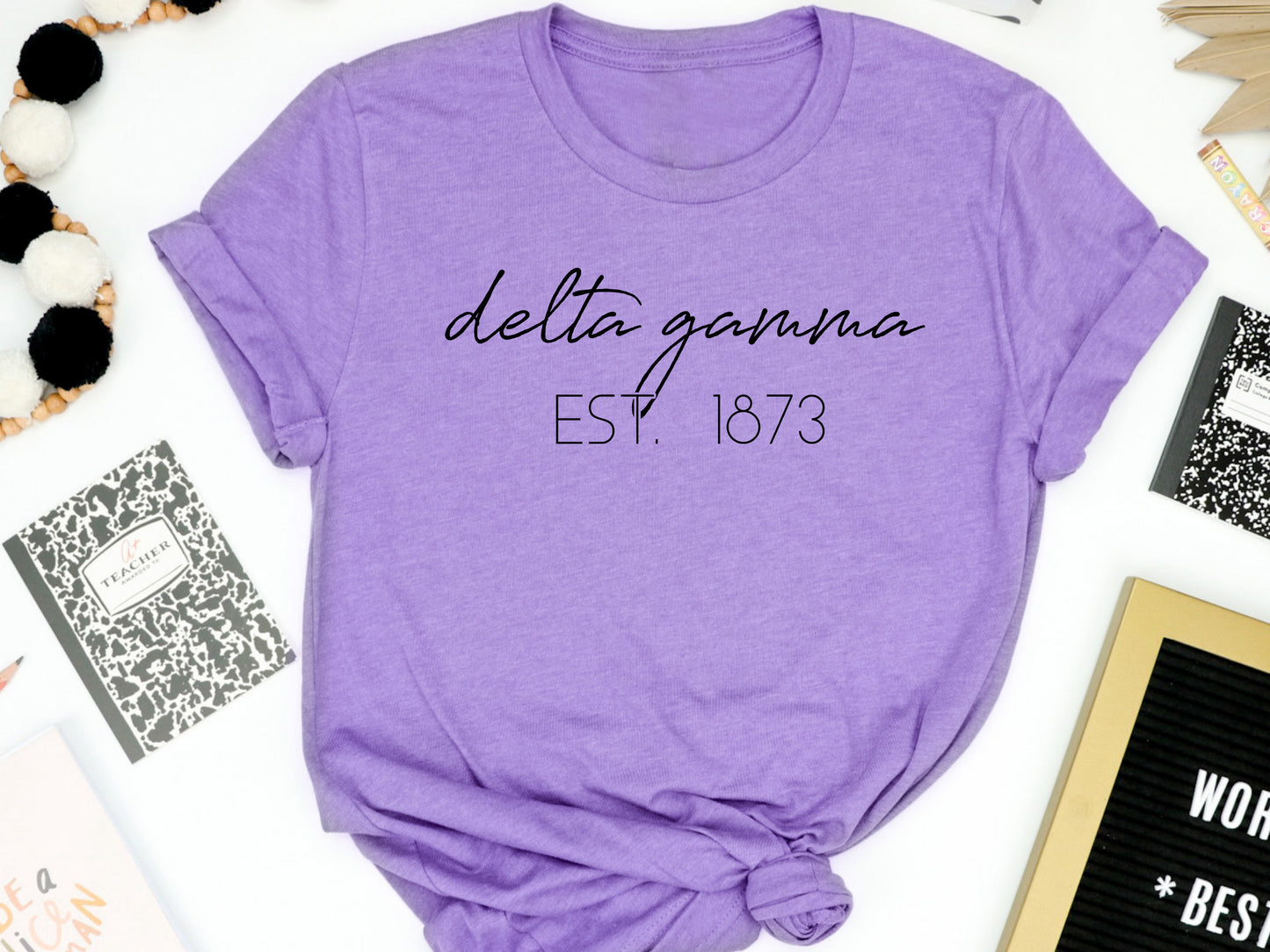 Delta Gamma Black Calligraphy Sorority T-shirt _ 2328g