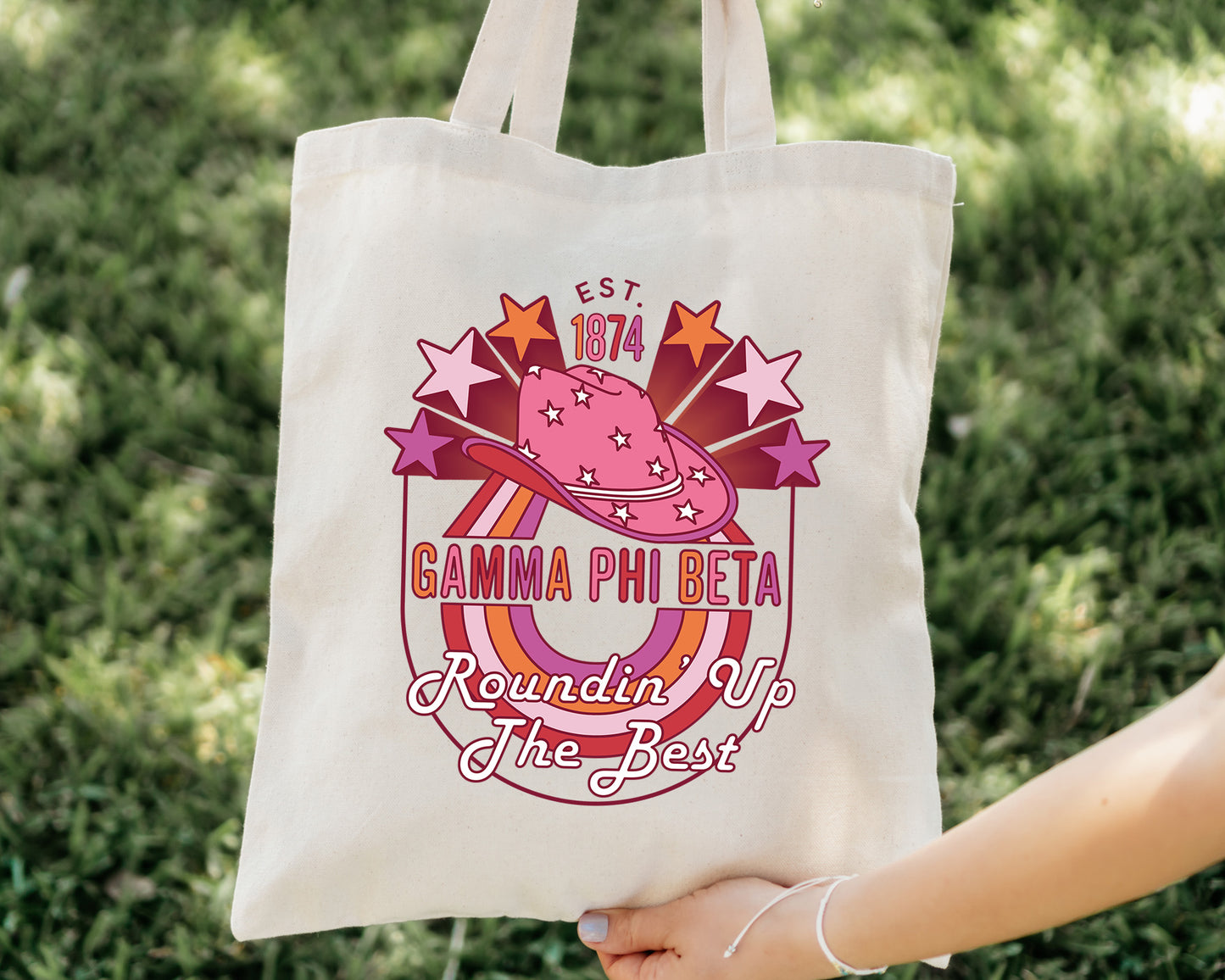 Gamma Phi Beta Roundin' Up the Best Sorority Tote Bag _ 34607g