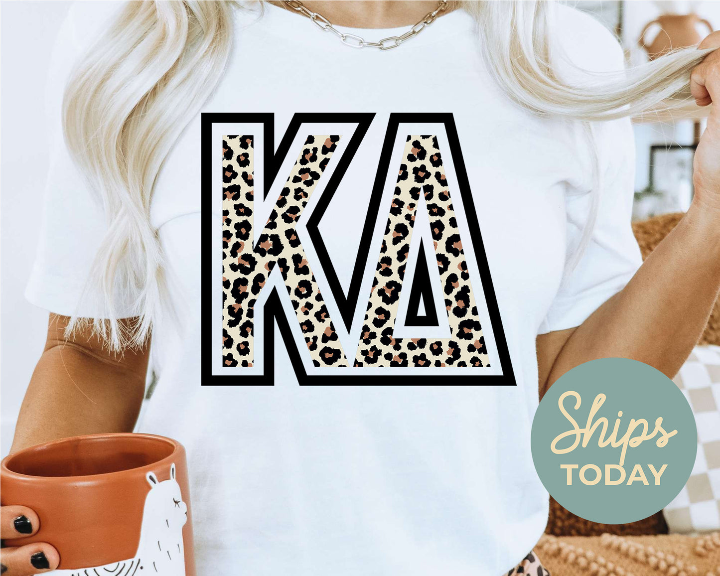 Kappa Delta Leopard Greek Letters Sorority T-shirt _ 30451g