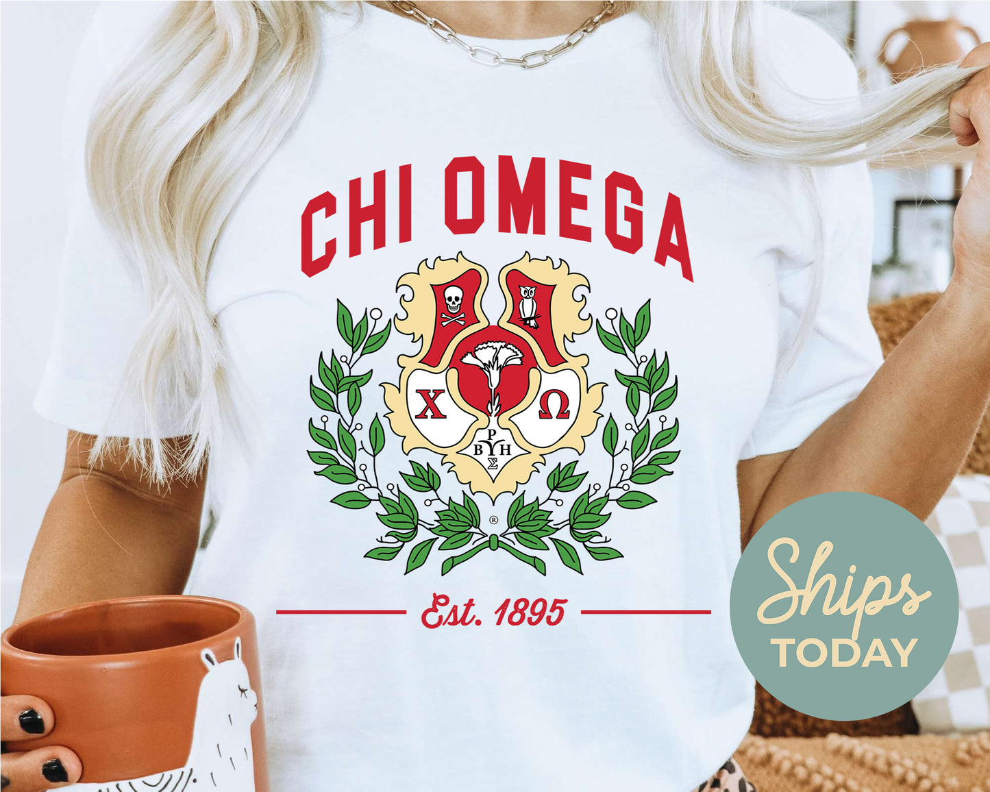 Chi Omega Loyalty Crest Sorority T-shirt _ 4429g