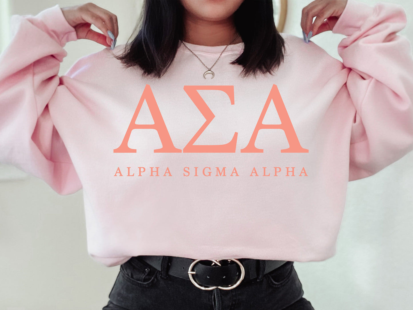Alpha Sigma Alpha Pink Personality Sorority Sweatshirt _ 654g