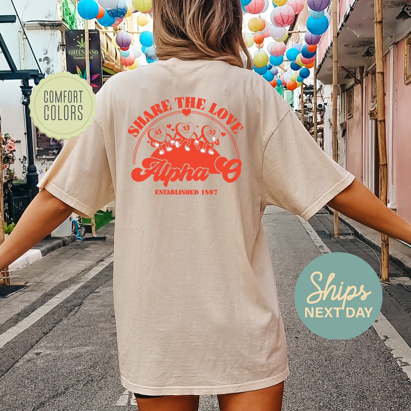 Alpha Omicron Pi Share the Love Comfort Colors Sorority T-shirt _ 33236g