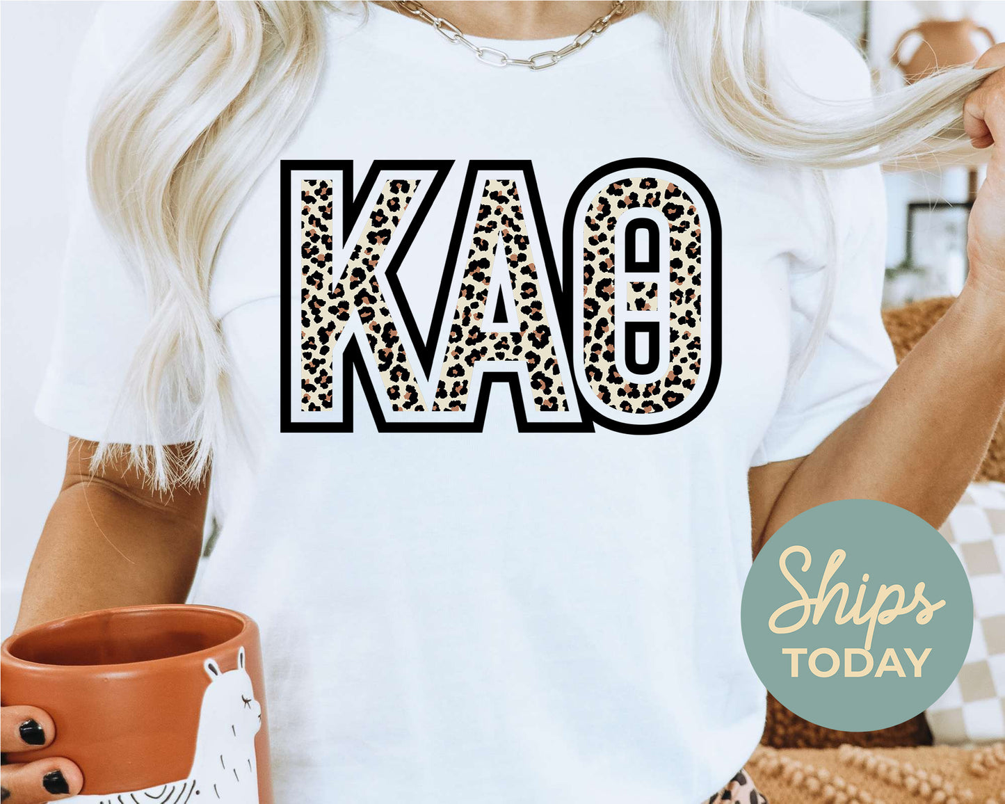 Kappa Alpha Theta Leopard Greek Letters Sorority T-shirt _ 30450g