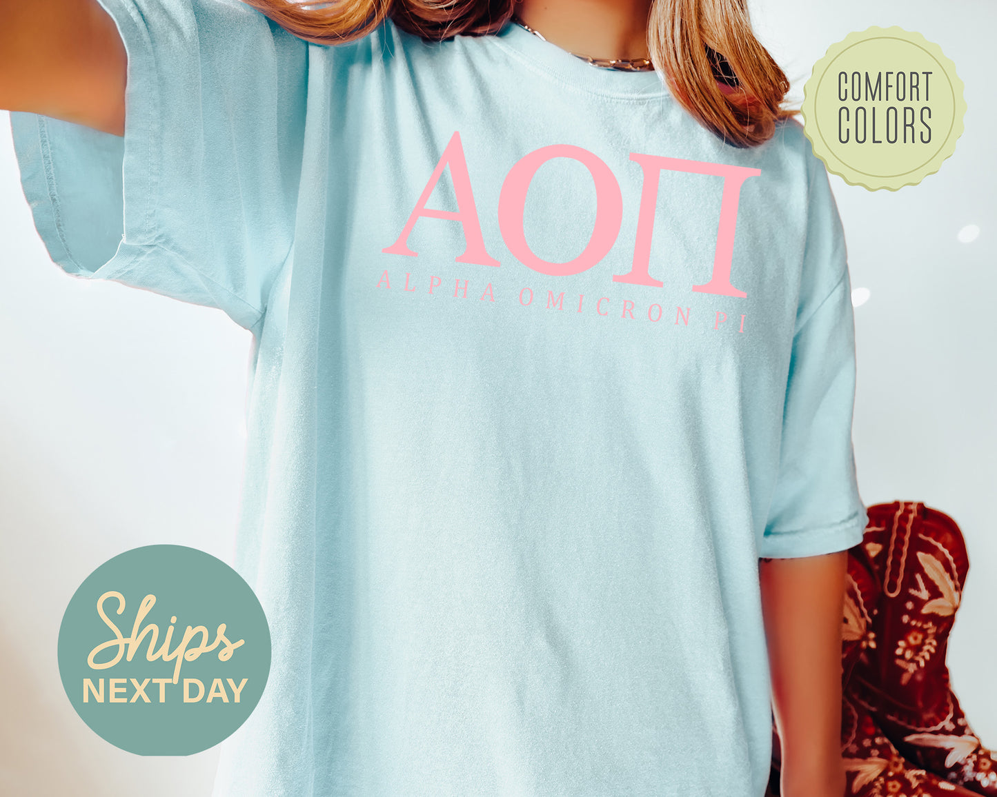 Alpha Omicron Pi Everything Pink Comfort Colors Sorority T-shirt _ 314g