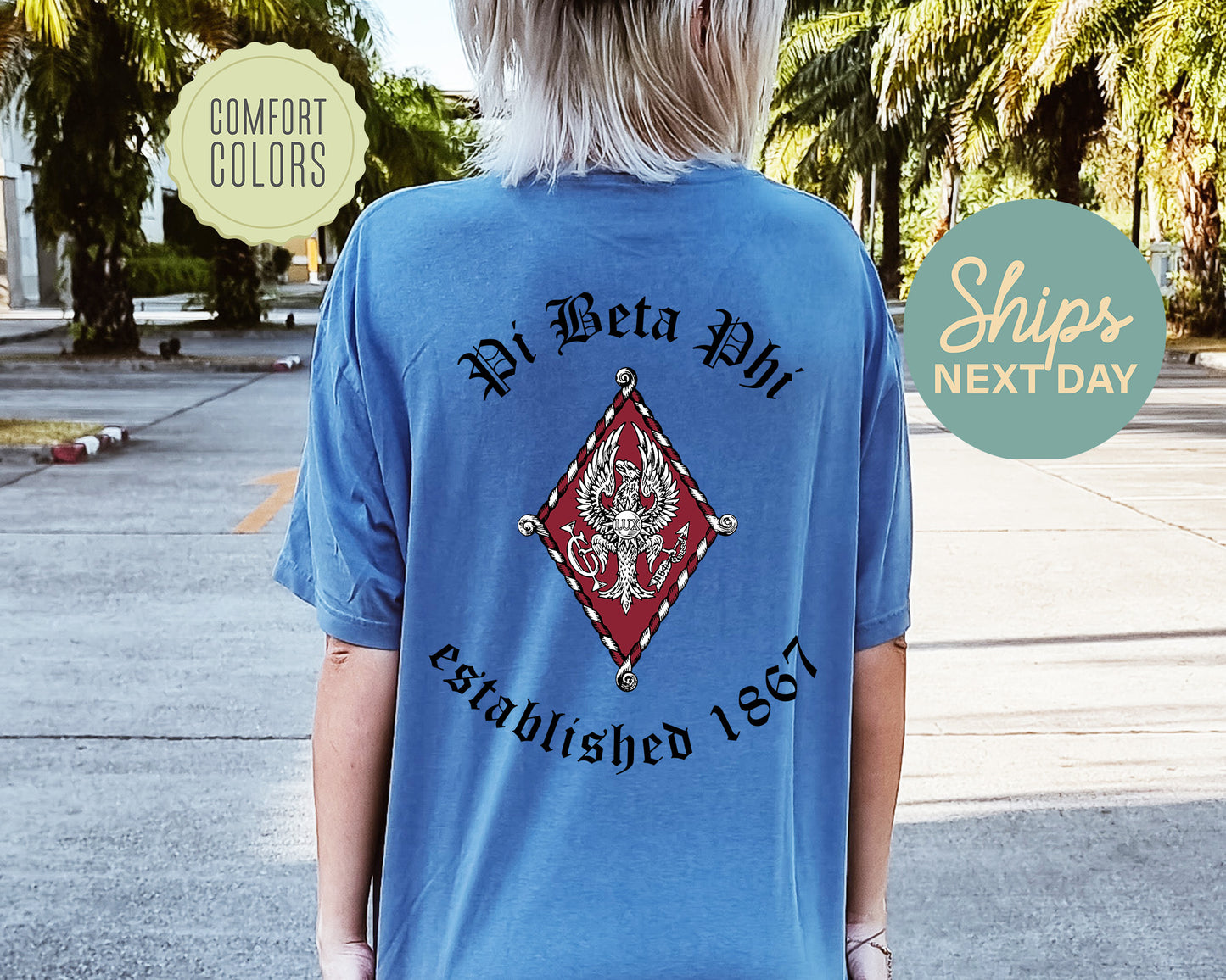 Pi Beta Phi Old English Crest Comfort Colors Sorority T-shirt _ 32940g