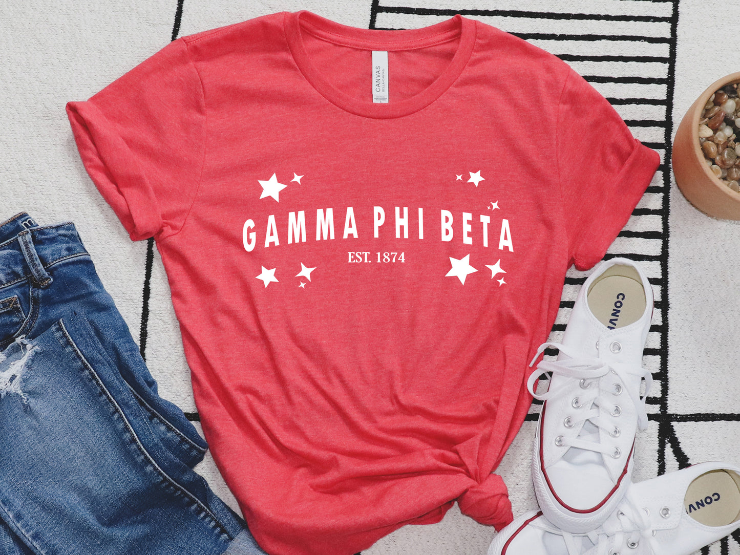 Gamma Phi Beta Arched Star Sorority T-shirt _ 2278g