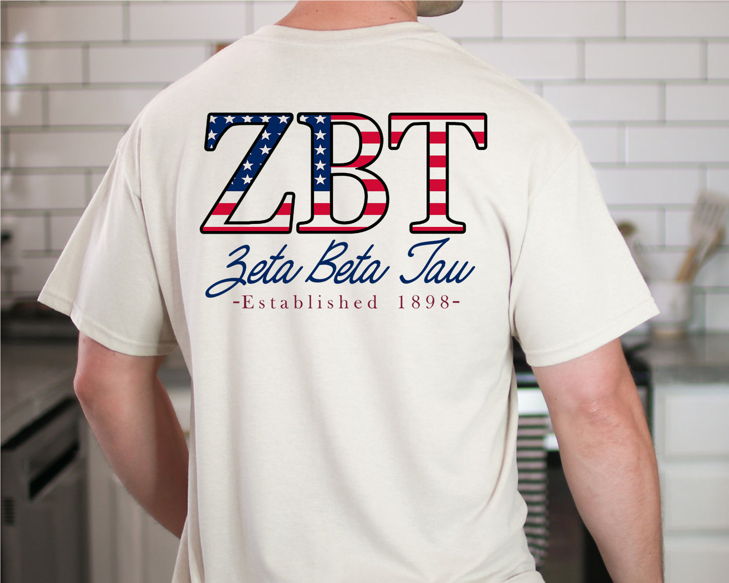 Zeta Beta Tau USA Flag Letters Fraternity T-shirt _ 33451g