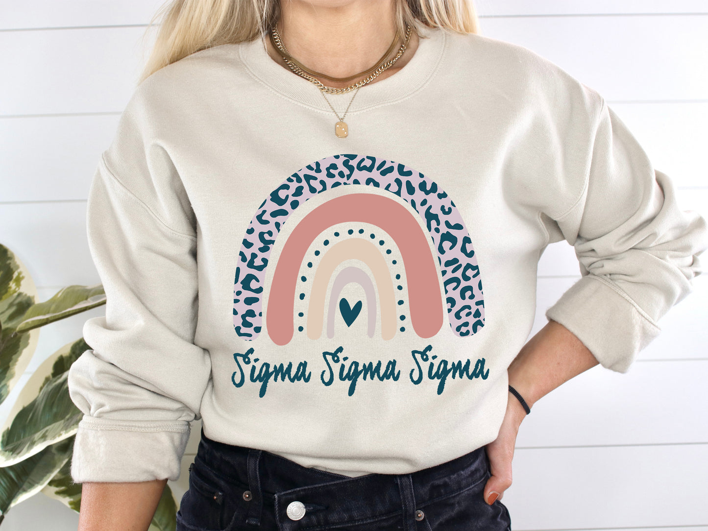 Sigma Sigma Sigma Greek Rainbow Sorority Sweatshirt _ 2756g