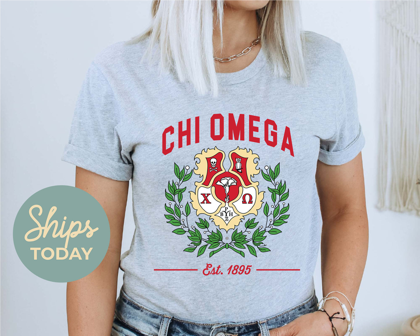 Chi Omega Loyalty Crest Sorority T-shirt _ 4429g