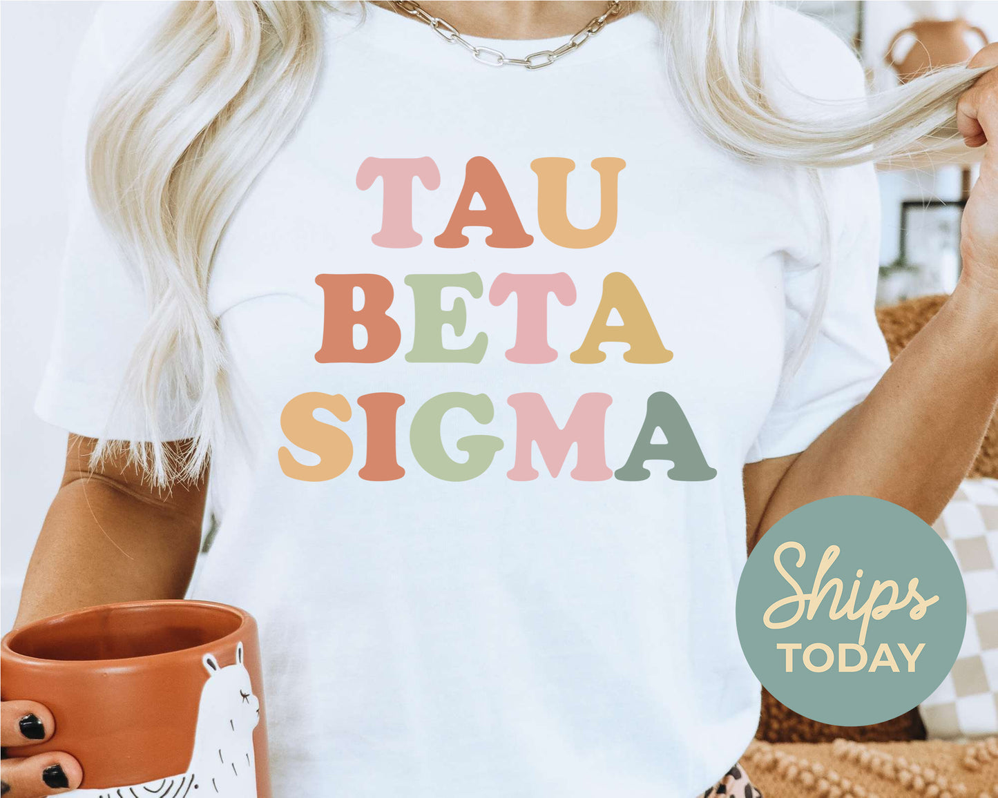 Tau Beta Sigma Bright and Colorful Sorority T-shirt _ 3481g