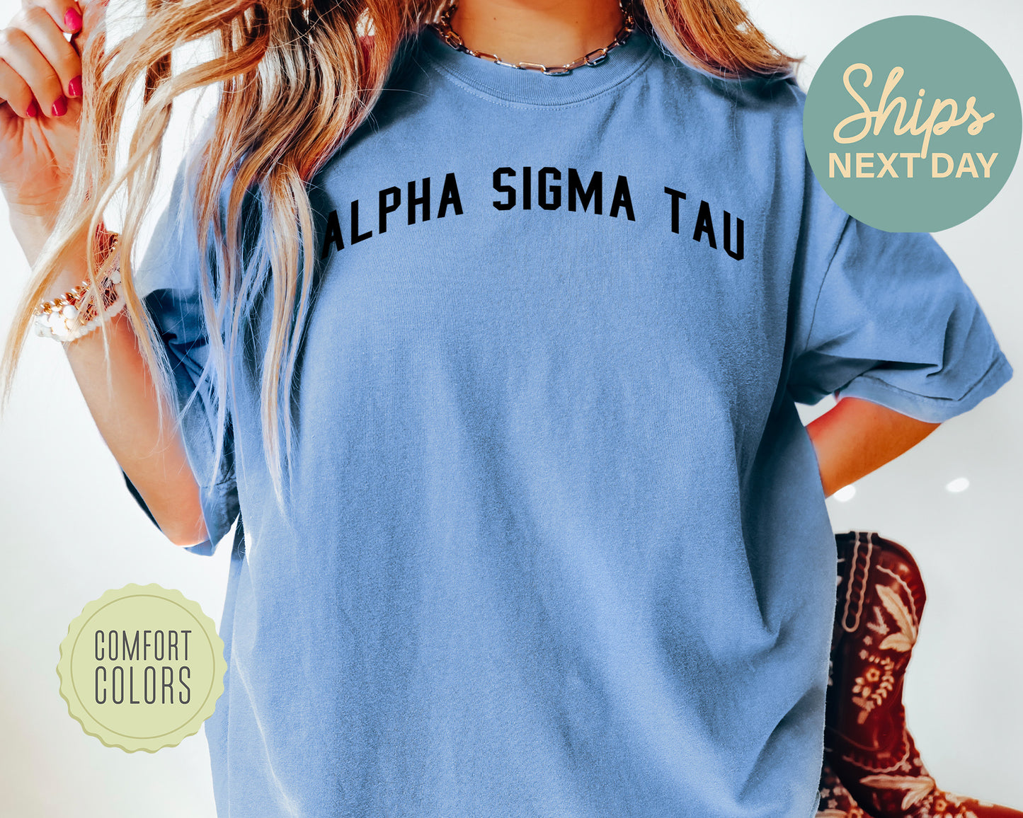 Alpha Sigma Tau Just Bold Comfort Colors Sorority T-shirt _ 2376g