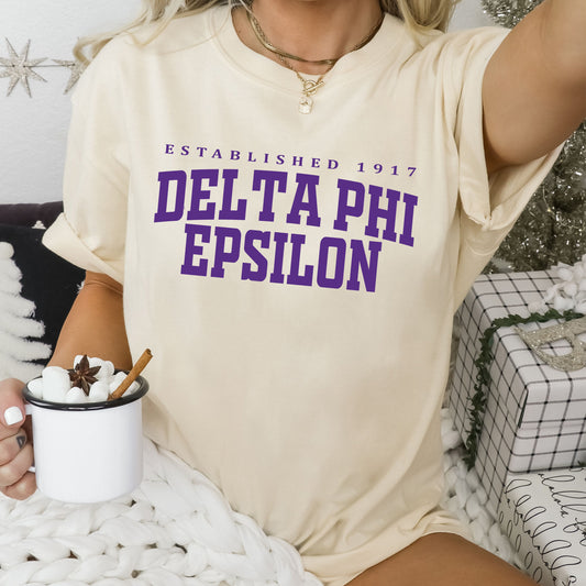 Delta Phi Epsilon Bold Letters Sorority T-shirt  _ 35132g