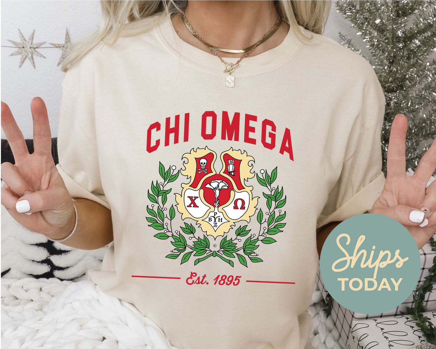 Chi Omega Loyalty Crest Sorority T-shirt _ 4429g