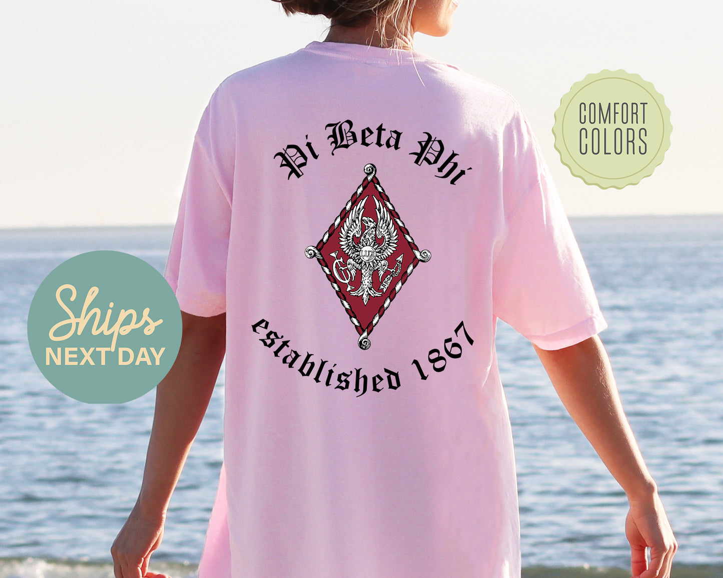 Pi Beta Phi Old English Crest Comfort Colors Sorority T-shirt _ 32940g