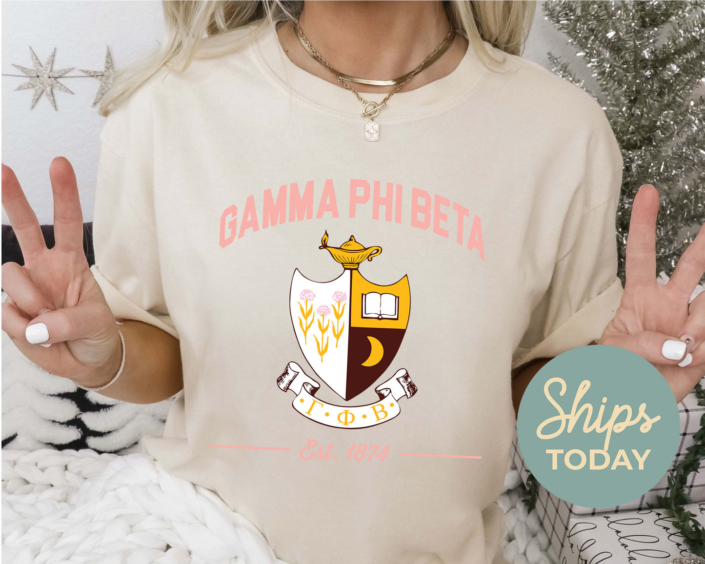 Gamma Phi Beta Loyalty Crest Sorority T-shirt _ 4434g
