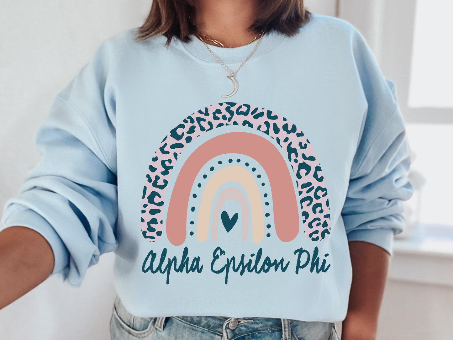 Alpha Epsilon Phi Greek Rainbow Sorority Sweatshirt _ 2735g