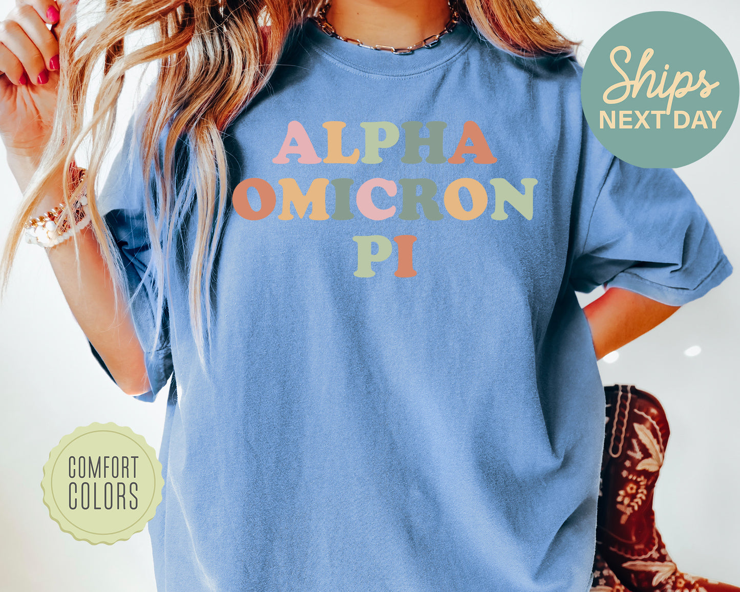 Alpha Omicron Pi Bright and Proud Comfort Colors Sorority T-shirt _ 418g