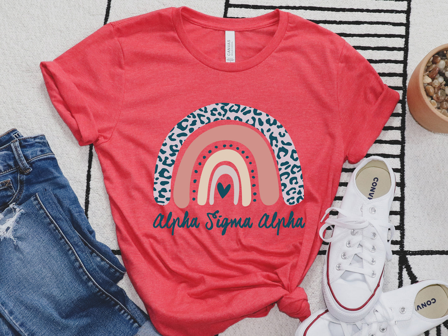 Alpha Sigma Alpha Greek Rainbow Sorority T-shirt _ 2739g