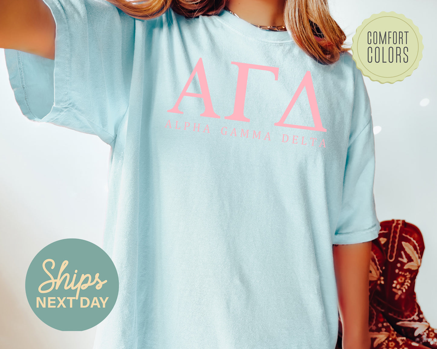 Alpha Gamma Delta Everything Pink Comfort Colors Sorority T-shirt _ 313g