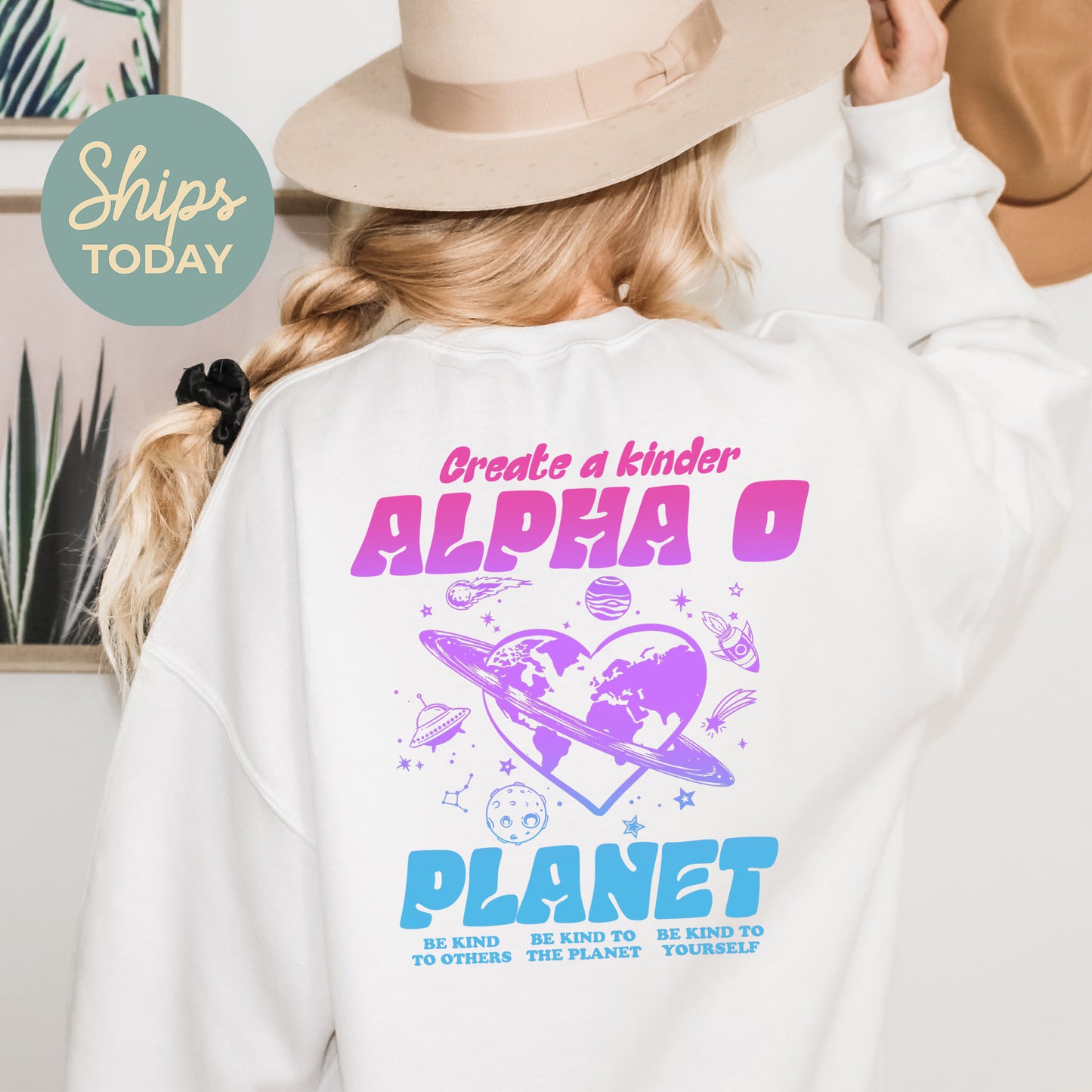 Alpha Omicron Pi Ombre Worlds Sorority Sweatshirt _ 35545g