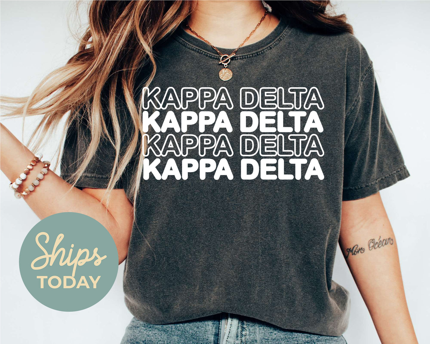 Kappa Delta Bold Bubble Letter Sorority T-shirt _ 2228g