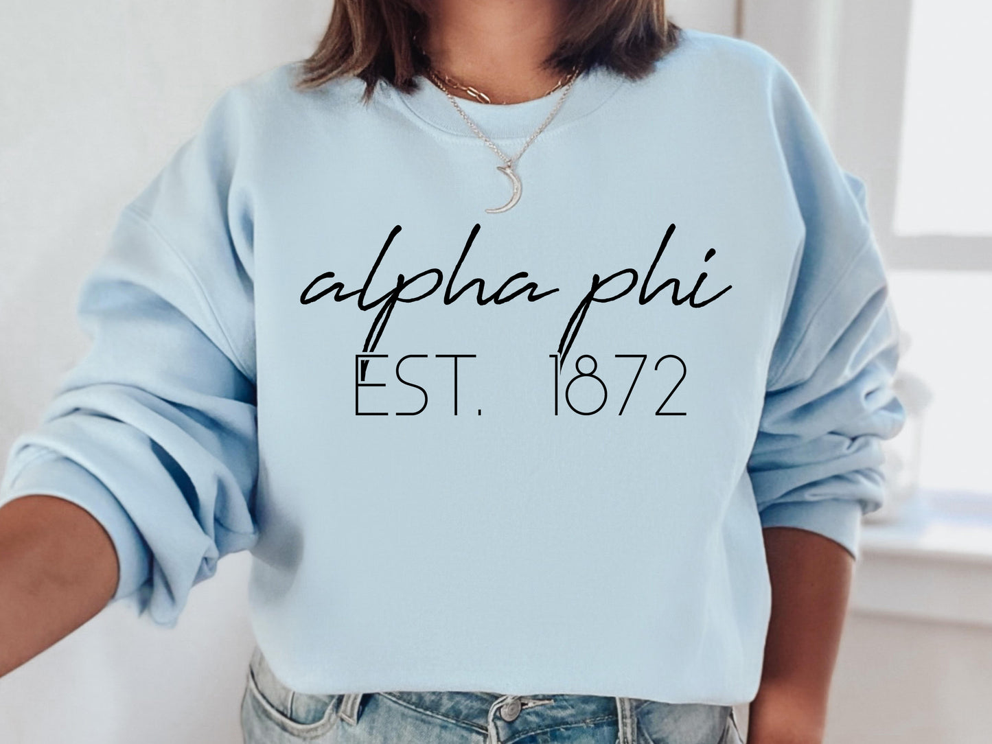 Alpha Phi Black Calligraphy Sorority Sweatshirt _ 2322g