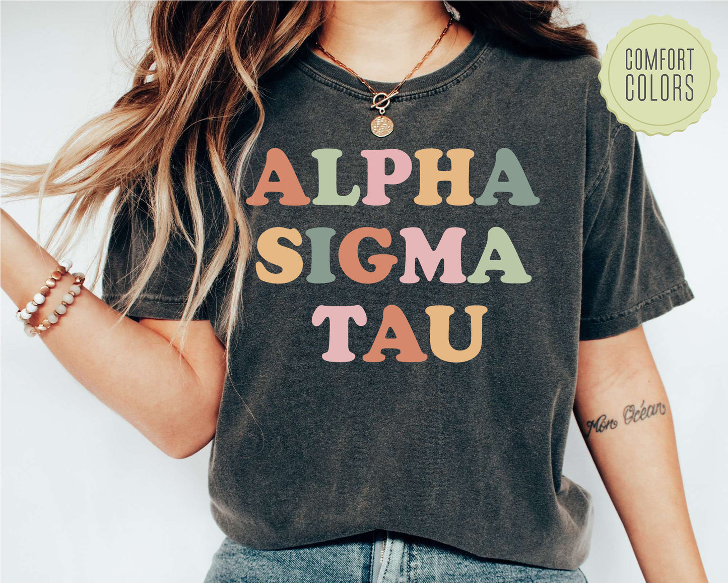 Alpha Sigma Tau Bright and Proud Comfort Colors Sorority T-shirt _ 421g