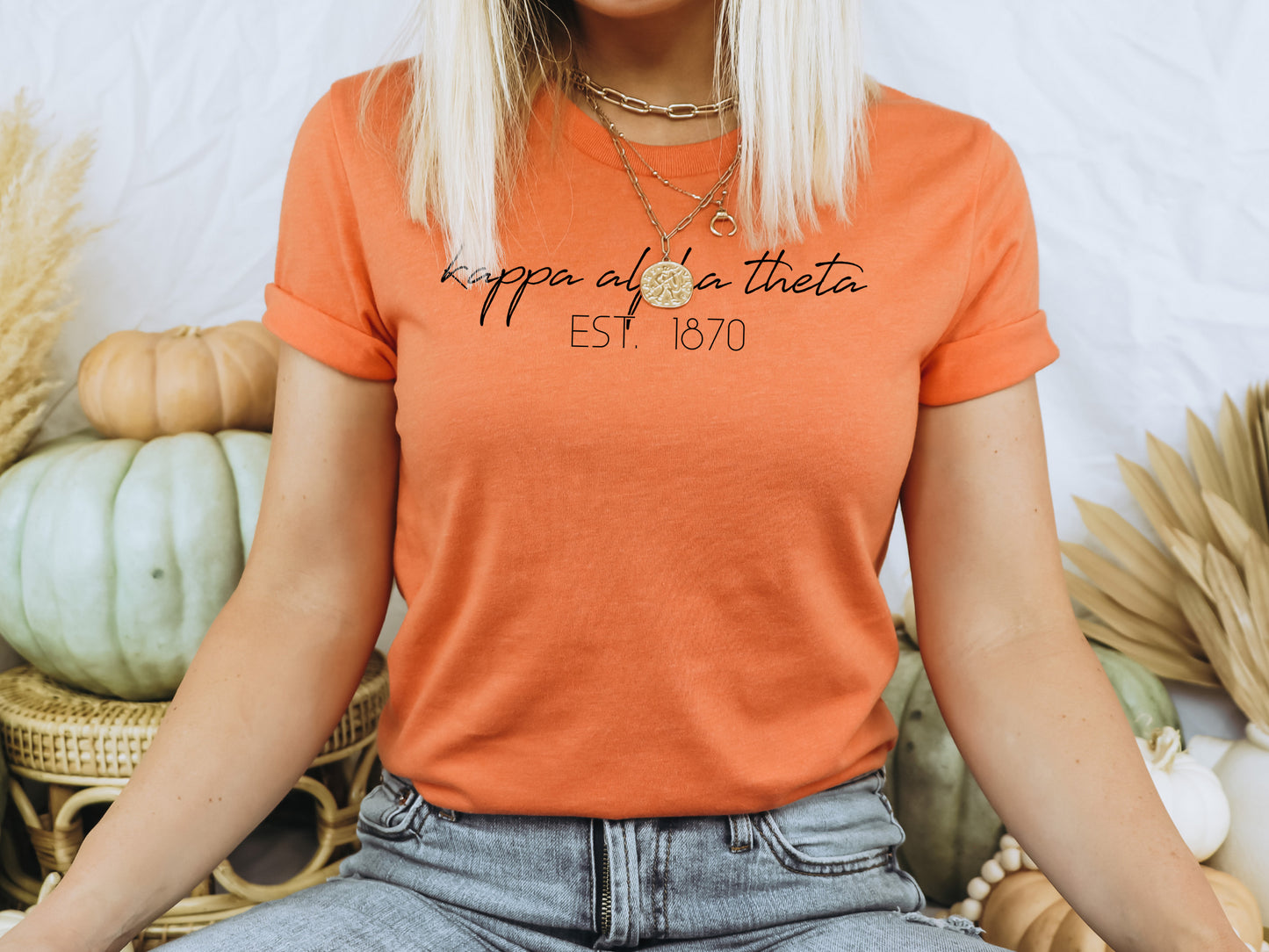 Kappa Alpha Theta Black Calligraphy Sorority T-shirt _ 2332g